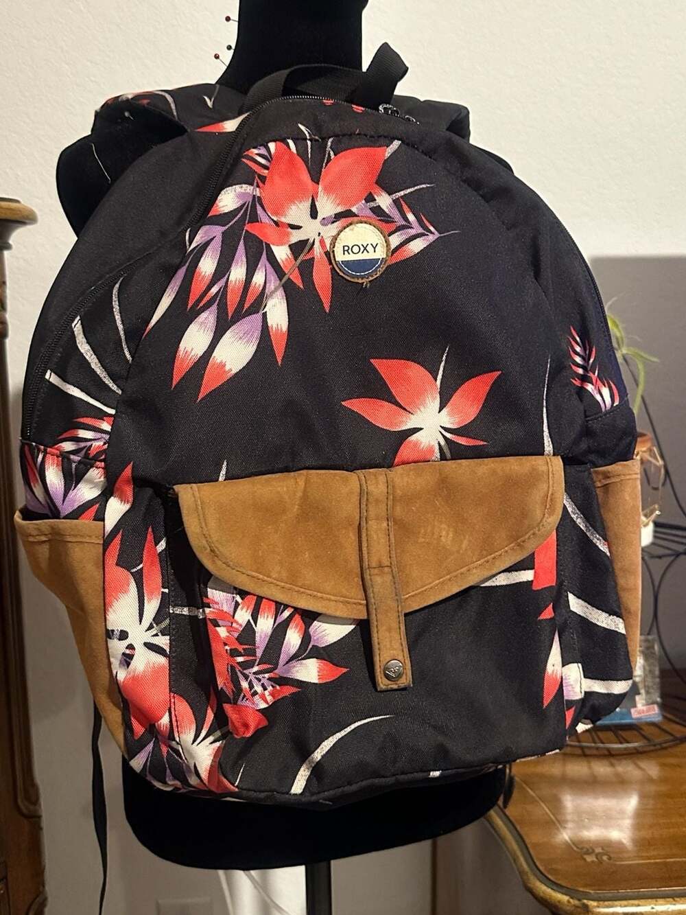 Roxy Carribean Medium 18L Backpack Auburn Savana Floral School Book Bag
